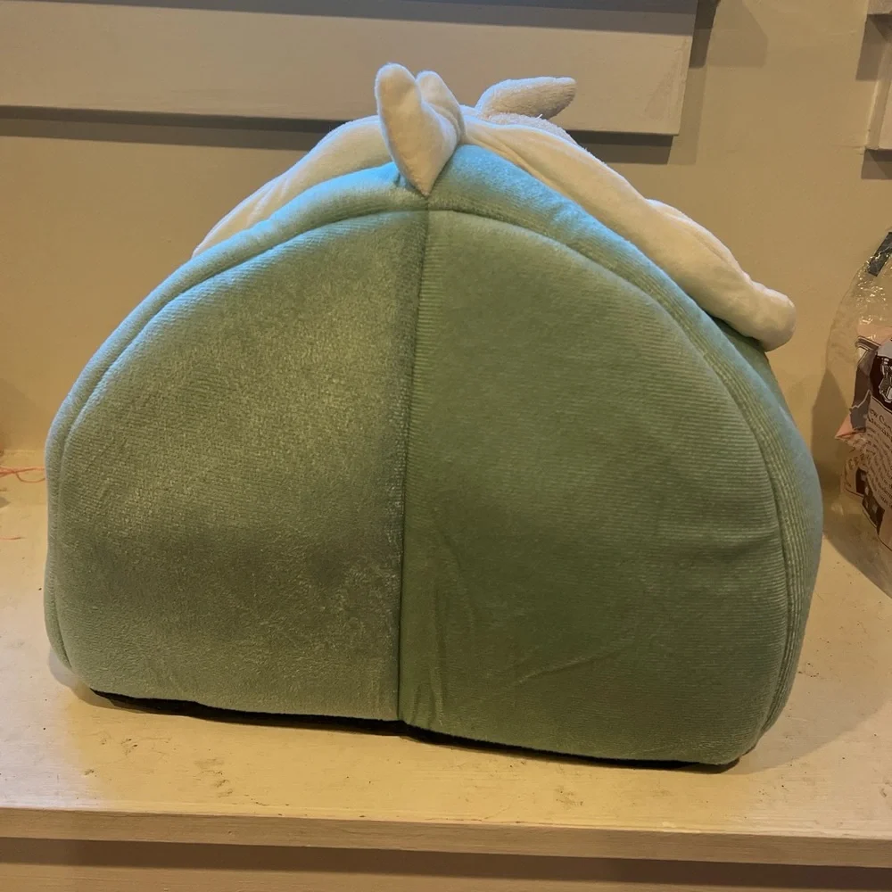 Cozy Green Cat Bed with White Trim